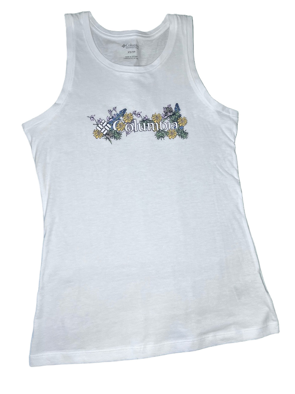 Columbia White Mesa Bluff Tank Top Floral Logo Womens Size XS